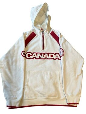 Team Canada Olympic Hoodie HBC 1/5 zip pullover Red and White Vancouver 2010